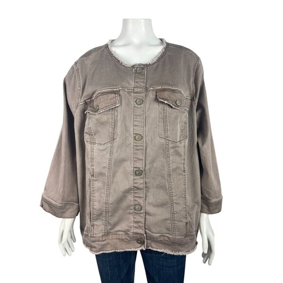 LOGO by Lori Goldstein Jackets & Blazers - LOGO Lori Goldstein Enzyme Wash Stretch Twill Jacket 26W